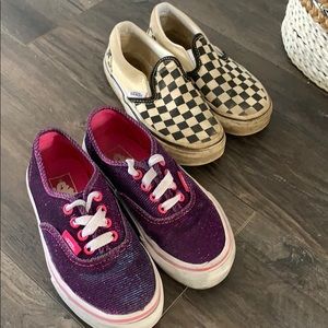 Two pairs Kids size 11 vans